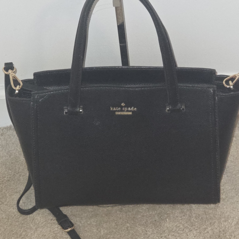 kate spade Black Saffiano Satchel with Gold Hardware Accent